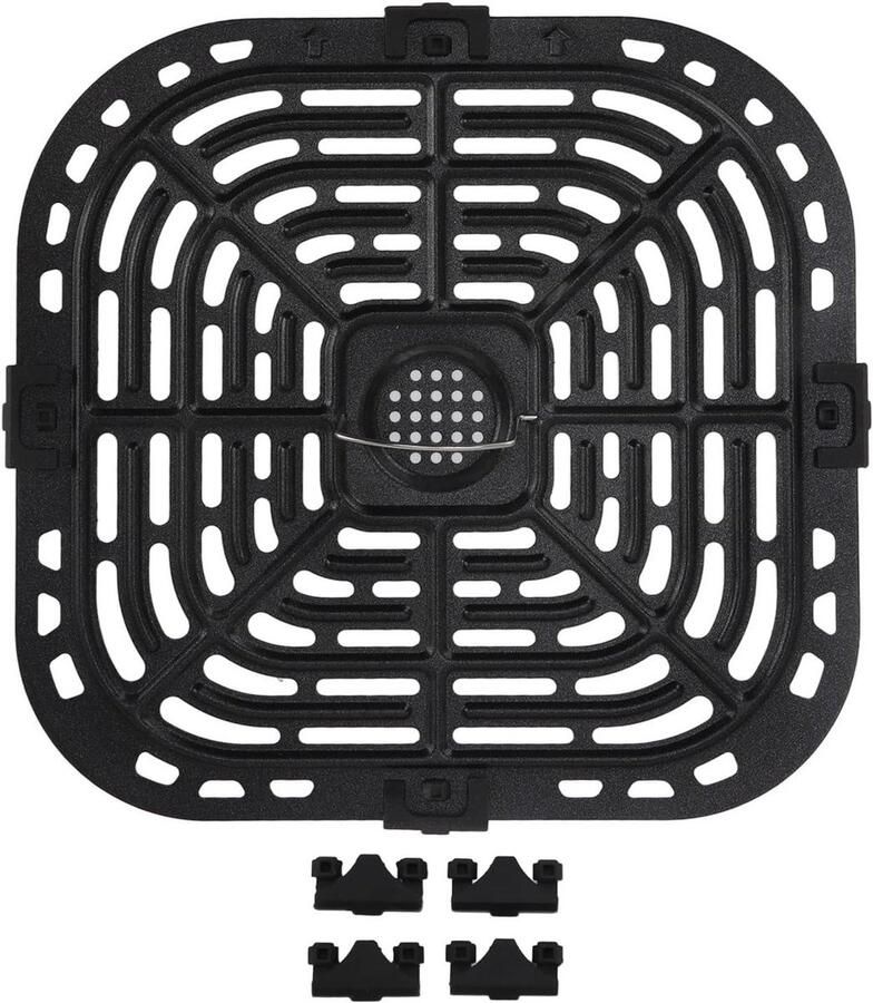 Airfryer Grillpan Crispplaat Friteuse Gezond Koken Roestvrij Staal 24 x 23 cm Zilver