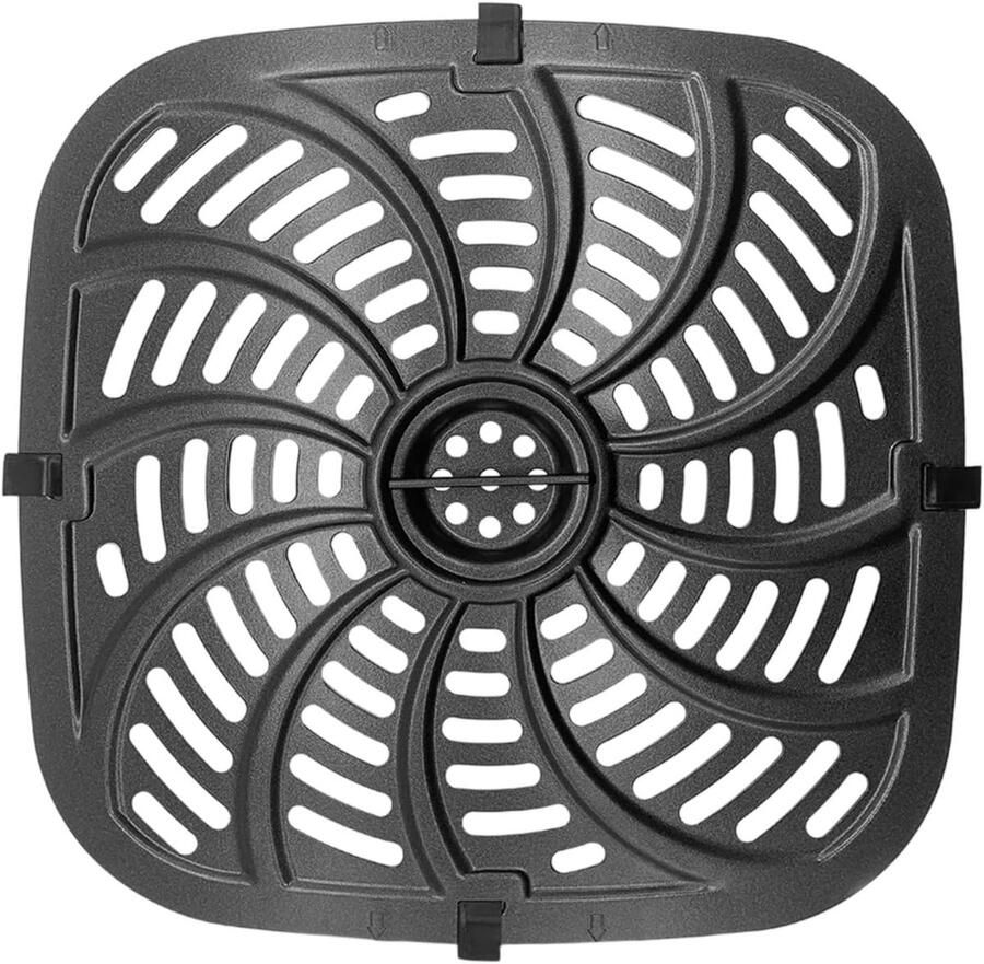 Airfryer Grillpan Knapperplaat Accessoire Lekker Koken Vaatwasmachinebestendig 25 x 25 x 5 cm Zwart