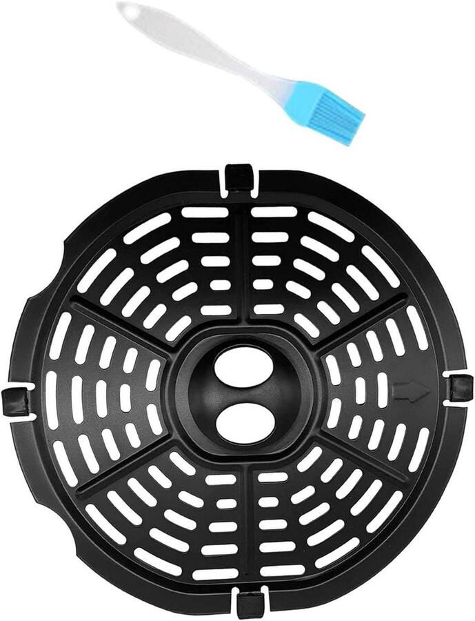 Airfryer Grillpan Vervangende Pan Accessoire Luchtfrituren Geperforeerd Hol Ontwerp 20x19cm Zwart
