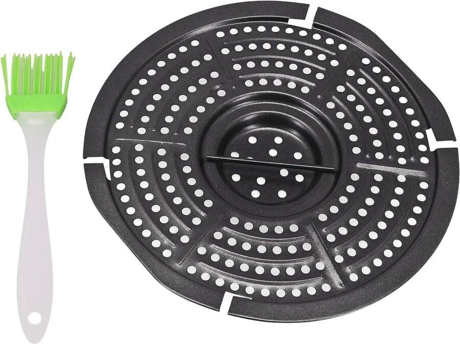 Airfryer Grillpan Vervangende Pan Lekker Koken Perforated Design 18 cm Zwart