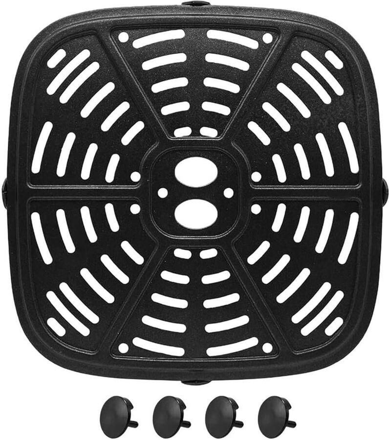 Airfryer Grillplaat Accessoire Keuken Gezond Grillen Vaatwasmachinebestendig 24 x 24 cm Zwart