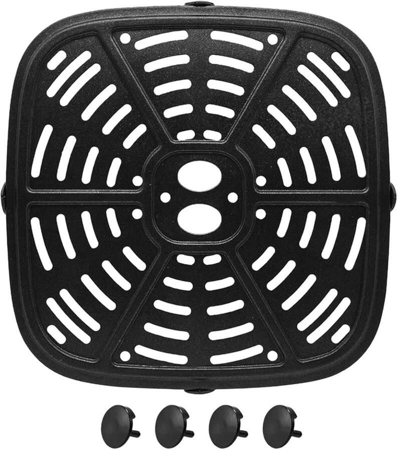 Airfryer Grillplaat Bakplaat Accessoire BBQ Grillen Met Handvat 24 cm Zwart