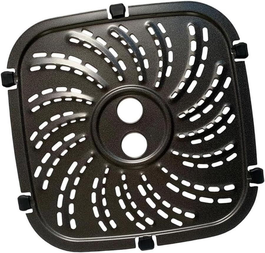 Air Fryer Griddle Carbon Steel Non-Stick Plate Double Layer Design with 6 Pcs Rubber Tabs Dishwasher Safe for Air Fryer Accessories (24 x 24 cm)