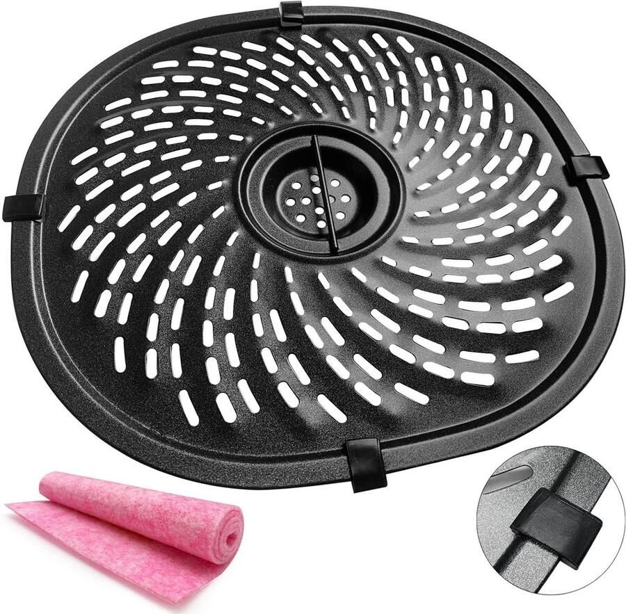 Airfryer Grillplaat Crisper Lade Gezond Koken Vaatwasmachinebestendig 7QT Zwart