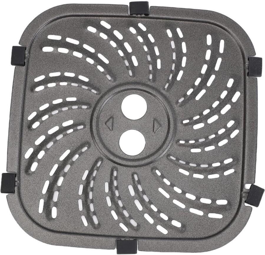 Airfryer Grillplaat Crisper Pan Inzetmand Bakken en Grillen Roestvrij Staal 22.5x22.5cm Zilver