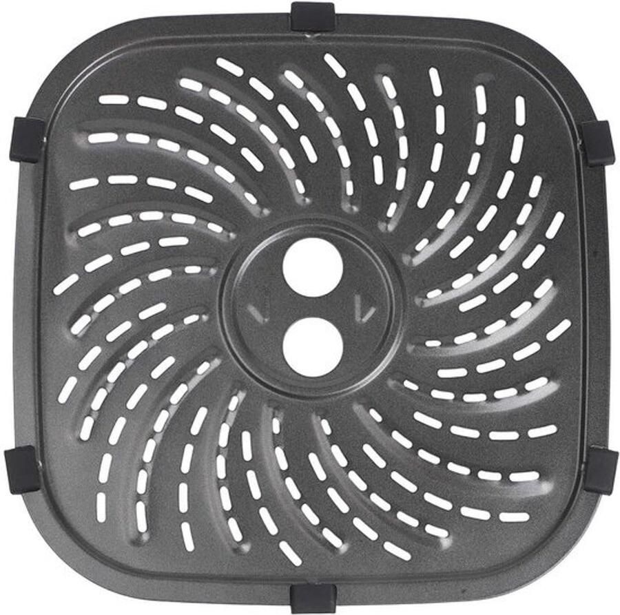 Airfryer Grillplaat Crisper Pan Lekker Koken Dubbellaags Antiaanbak 24 x 24 cm Zwart