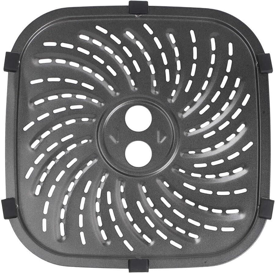 Airfryer Grillplaat Crisper Pan Lekker Koken Dubbellaags Antiaanbak 24 x 24 cm Zwart