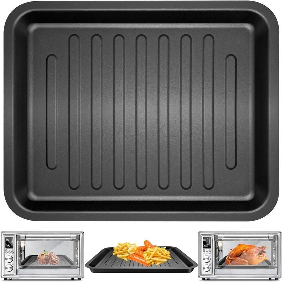 Airfryer Grillplaat Crisper Plaat Vervanging Gezond Koken Vaatwasmachinebestendig 35 x 30 cm Zwart