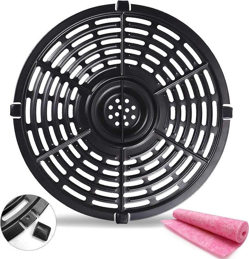 Airfryer Grillplaat Crisper Plate Bakplaat Lekker Koken Vaatwasmachinebestendig 22 x 22 cm Zwart