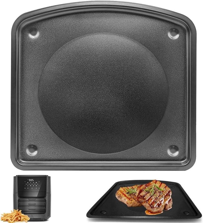 Airfryer Grillplaat Crisper Plate Vervangend Gezond Koken Antiaanbaklaag Teflon 25 x 22 cm Zwart