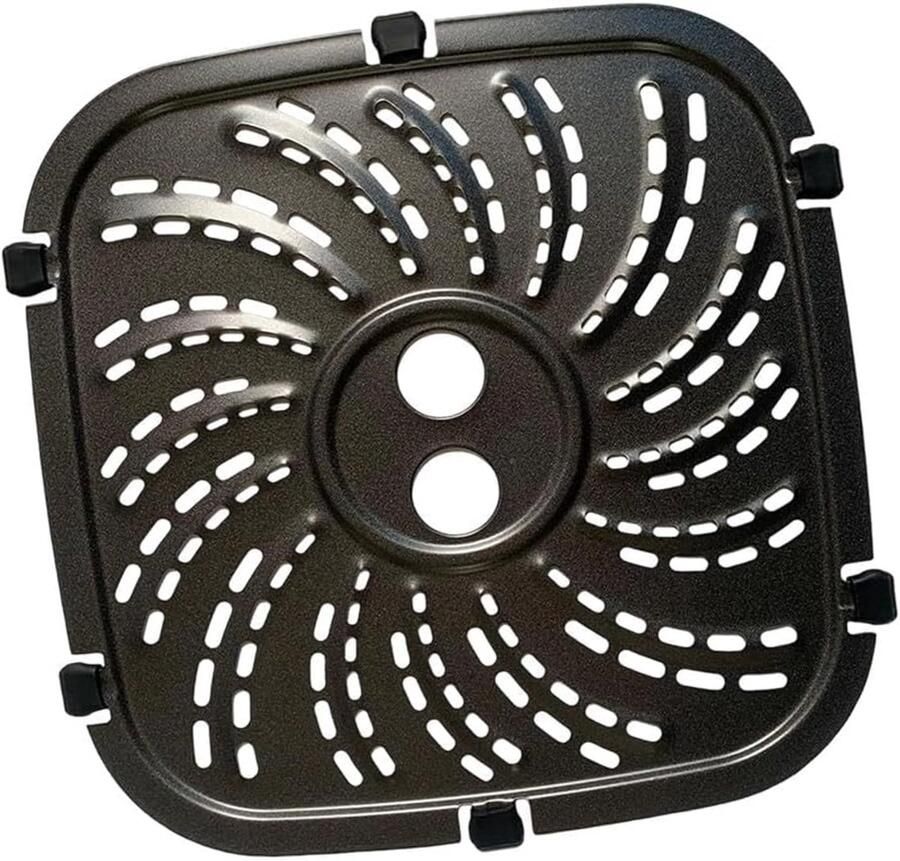 Airfryer Grillplaat Crisper Tray Accessoire Luchtfrituren Dubbele Antiaanbaklaag 22 x 22 cm Zwart