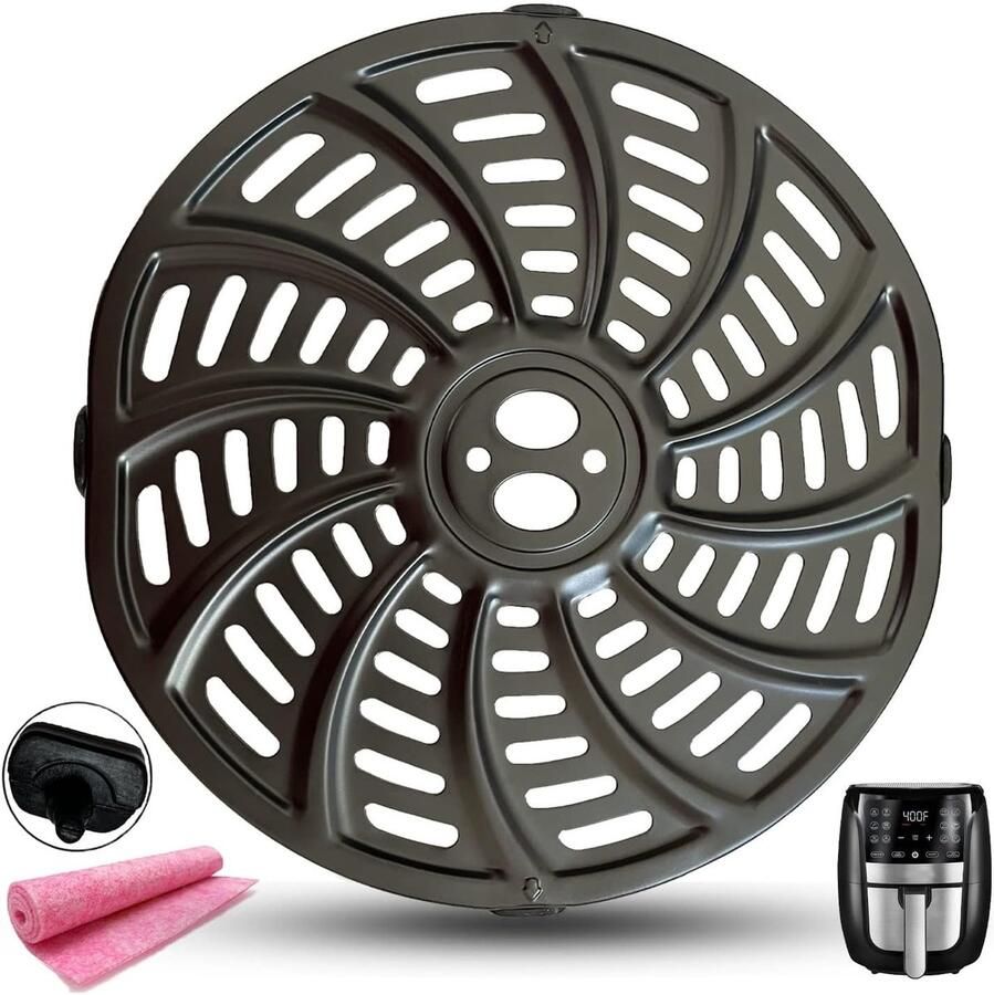 Airfryer Grillplaat Crisper Tray Bakplaat Gezond Koken Verbeterd Koolstofstaal 23 x 23 cm Zwart