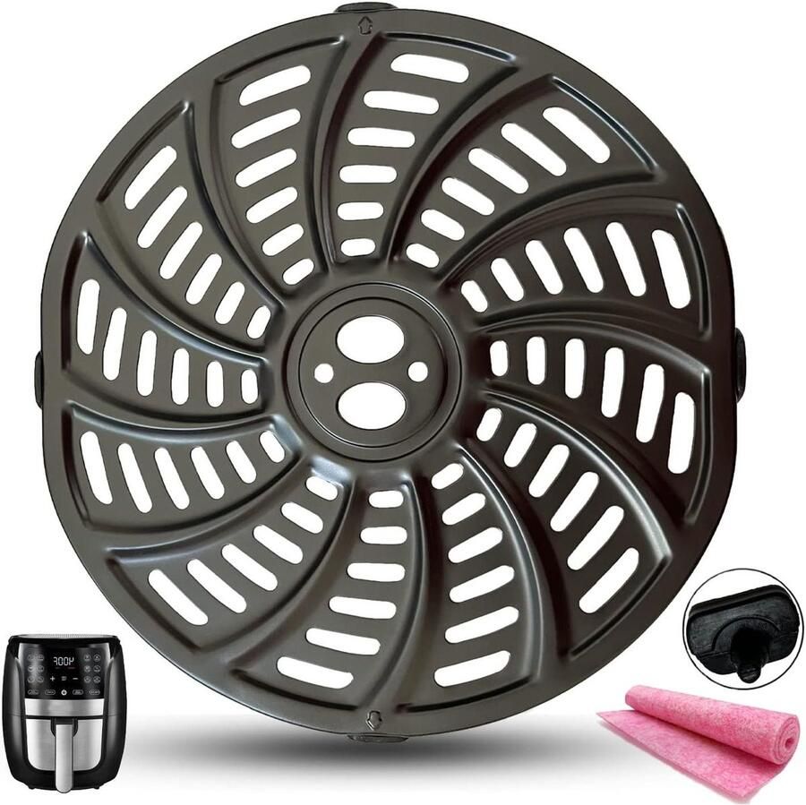 Airfryer Grillplaat Crisper Tray Gezond Koken Roestvrij Staal 17.78 x 17.78 cm Zwart