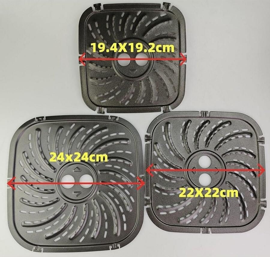 Airfryer Grillplaat Crisper Tray Lekker Bakken Antiaanbaklaag 24 x 24 cm Zwart