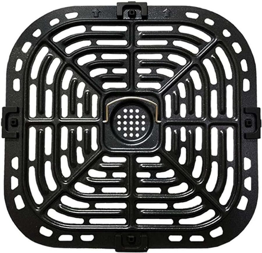 Airfryer Grillplaat Grillpan Accessoire Crispy Maaltijden Dubbele Coating 24 x 24 cm Zwart
