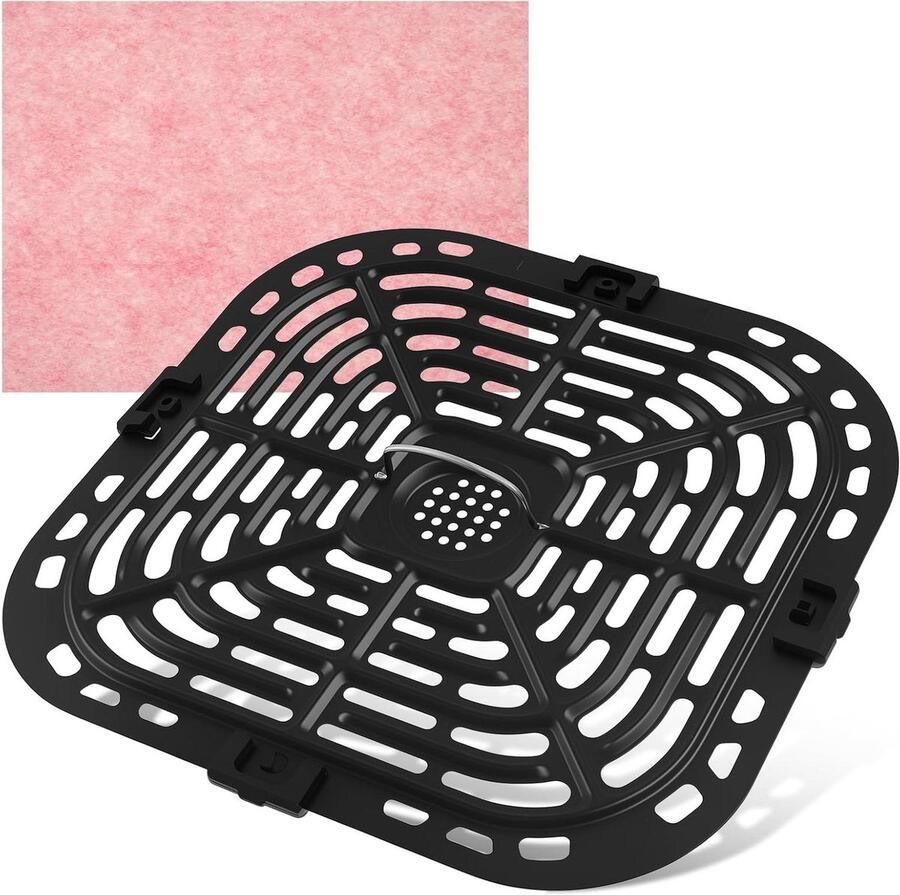 Airfryer Grillplaat Vervangende Bakplaat Gezond Koken Geperforeerd Ontwerp 24.5 x 24 cm Zwart