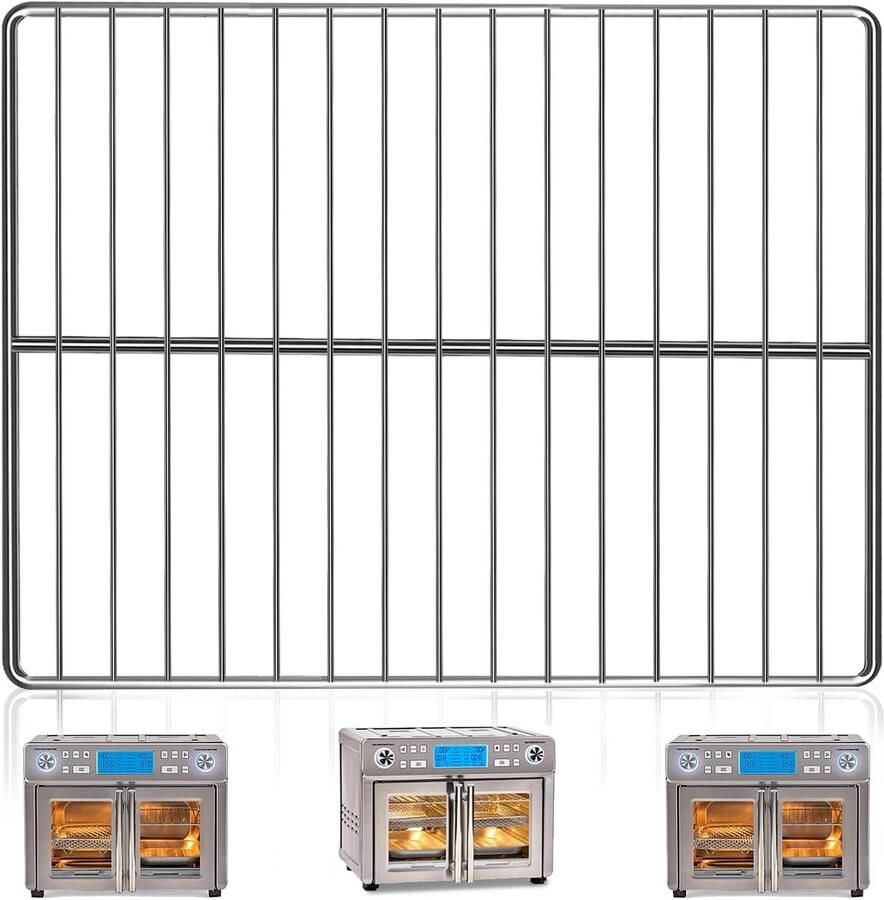 Airfryer Grillrek Bakrek Oven Gezond Koken Voedselveilig Roestvrij Staal 31.75 x 29.21 cm Zilver