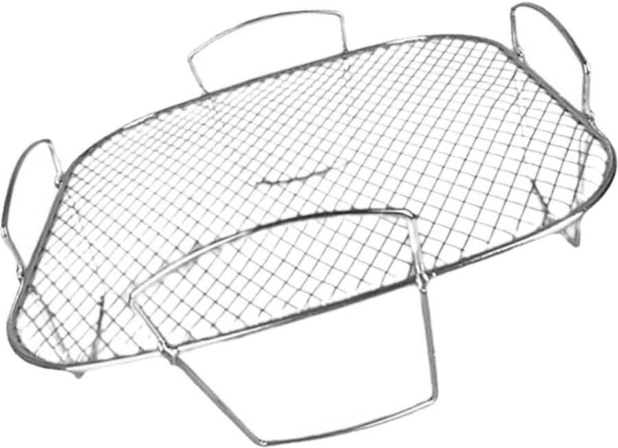 Airfryer Grillrek Bakrek Stoomrek Koken en Grillen Dubbelzijdig Bruikbaar 20.5x20.5CM Zilver