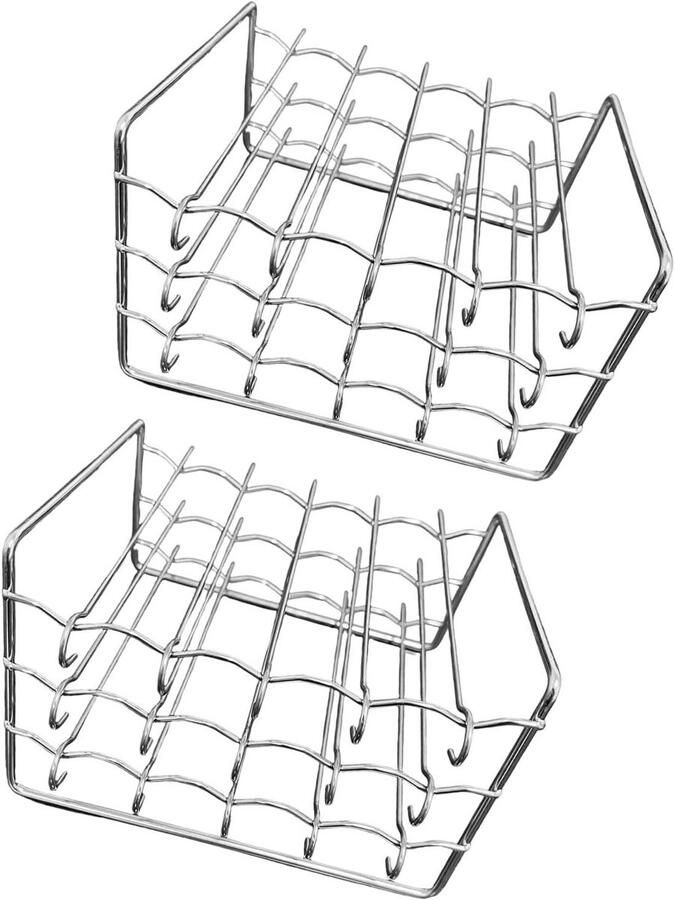 Airfryer Grillrek BBQ Spiesjeshouder Gelijkmatig Grillen Ruimtebesparend Ontwerp 32 x 12 x 16 cm Zilver