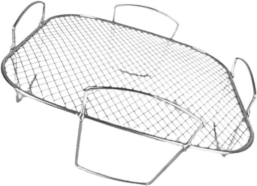 Airfryer Grillrek Grillrooster Airfryer Koken en Grillen Dubbelzijdig Bruikbaar 20.5x20.5CM Zilver