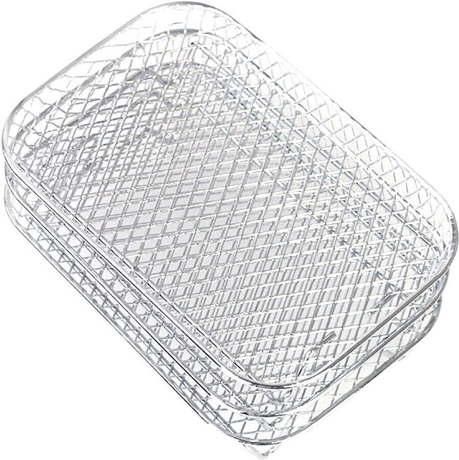 Airfryer Grillrek Hittebestendig Rooster Extra Koken Drie Laags Ontwerp 19x13x9 cm Zilver