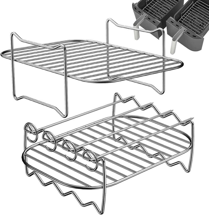 Airfryer Grillrek Roestvrij Staal Gezonder Koken Efficiënte Vetvermindering 20.5 x 14.5 cm Combinatie
