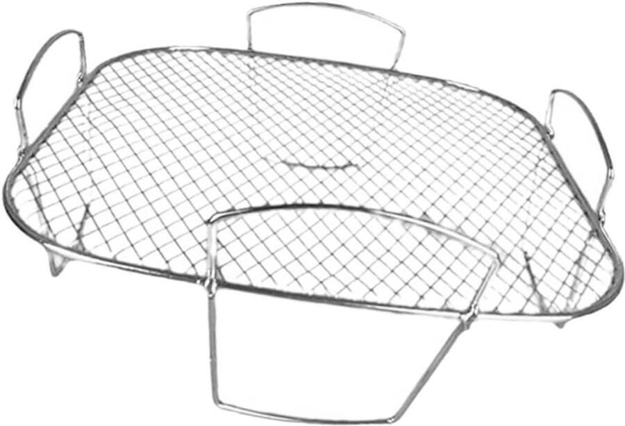Airfryer Grillrek Stoomrek Rooster Koken en Grillen Roestvrij Staal 20.5 x 20.5 x 9 cm Zilver