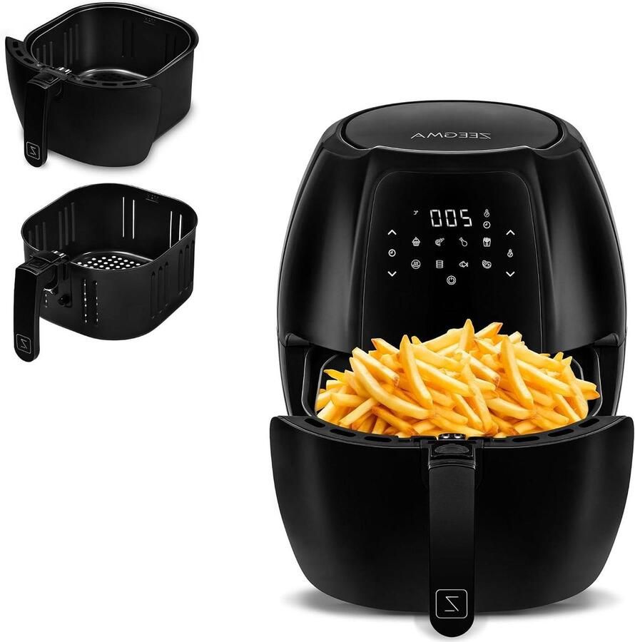 Zeegma Knapper Grand Airfryer – 1800W 7.7L Capacity 9 Programs Fast Heating Fat Free Cooking Dishwasher Safe (Black)