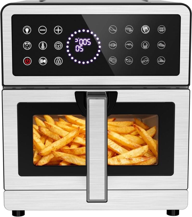 Airfryer Heteluchtfriteuse Gezond Frituren Grote Capaciteit 8 Liter Zilver