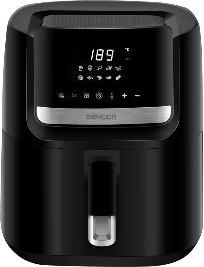 Heteluchtfriteuse Airfryer Gezond Frituren Groot 6.5L Bakje 1600 Watt Zwart