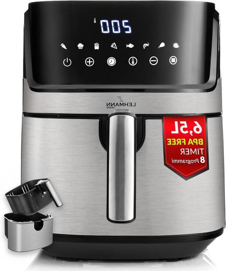 Airfryer Heteluchtfriteuse Gezond Koken Grote capaciteit 6.5 liter Zilver
