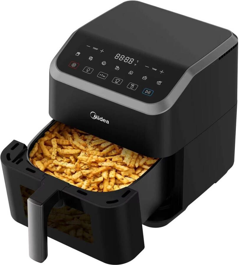 Airfryer Heteluchtfriteuse Olievrije Friteuse Luchtfriteuse Digitale Friteuse 5 Liter 7 Voorinstellingen Energiezuinig Timerfunctie Zwart BPA-vrij Anti-aanbaklaag Met Kijkvenster Instelbare Temperatuur 1600W
