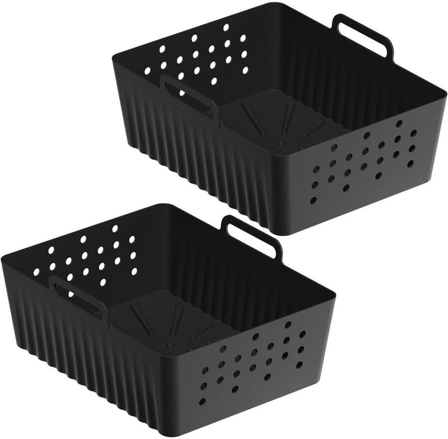 Airfryer Inzetstukken Bakvormen Siliconen Gezond Bakken Verbeterde Luchtcirculatie 21 x 16 x 7 cm Zwart Grijs