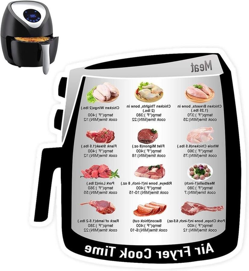 Airfryer Kookblad Recepten Gids Snel Koken Magnetische Bevestiging 12 x 12 cm Wit