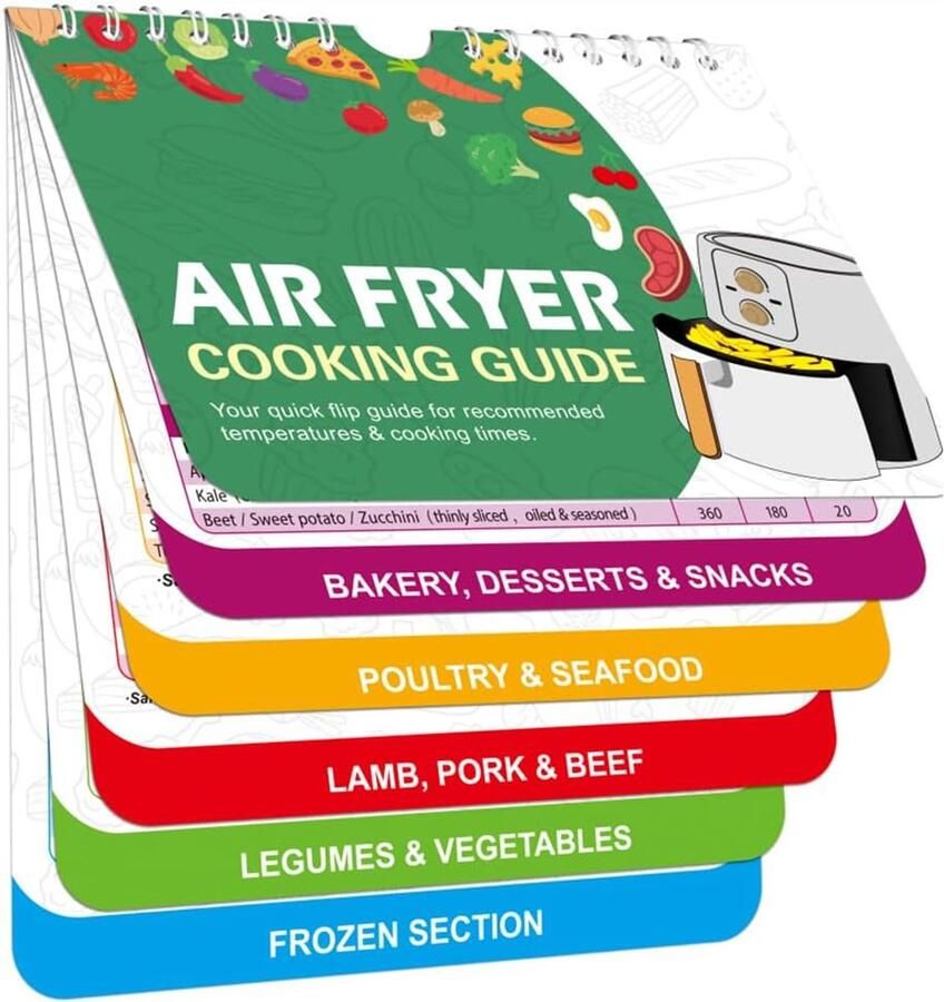 Airfryer Kookgids Receptenboekje Stickers Snel Koken Magnetische Bevestiging 17.8 x 15.2 cm Niet gespecificeerd