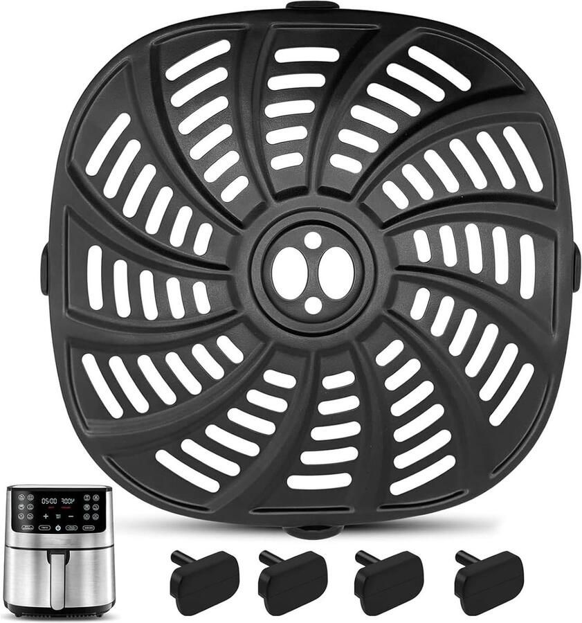 Airfryer Lade Crisper Plaat Gezond Koken Wervelwind Luchtstroom 22.9 x 20.97 cm Zwart