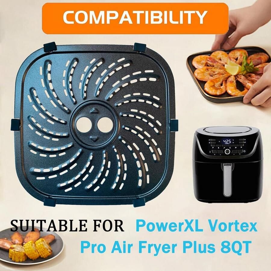 Airfryer Lade en Bakplaat voor 8QT Modellen Crisper Plate met Antiaanbaklaag