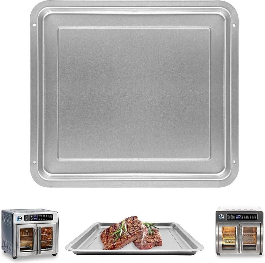 Airfryer Lade Grill Pan Crisper Veelzijdig Koken Food Grade Roestvrij Staal 30 x 30 cm Zilver