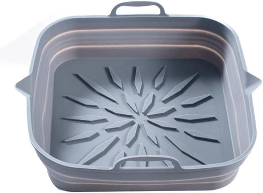 Airfryer Lekbak Oven Bakvorm Koken en Bakken Uniek Oliegeleider Ontwerp 2 stuks 23.5cm Grijs