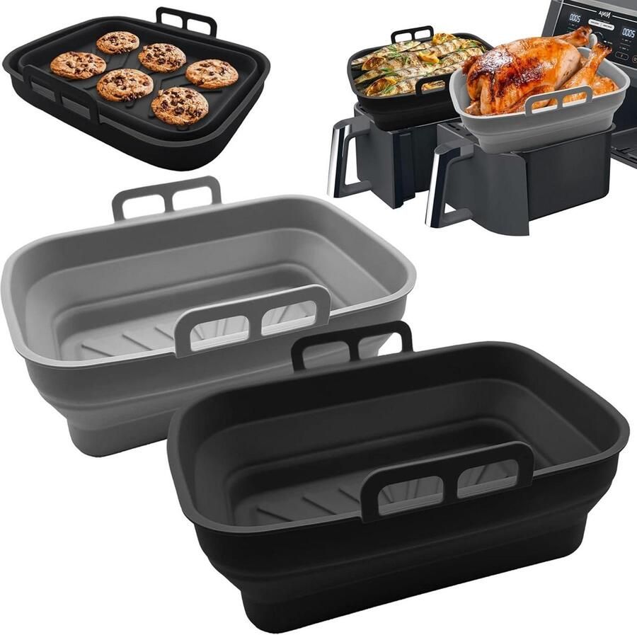Airfryer Liners Friteuse Bakvorm Hygiënisch Koken Herbruikbaar & Wasbaar 2 Stuks Grijs