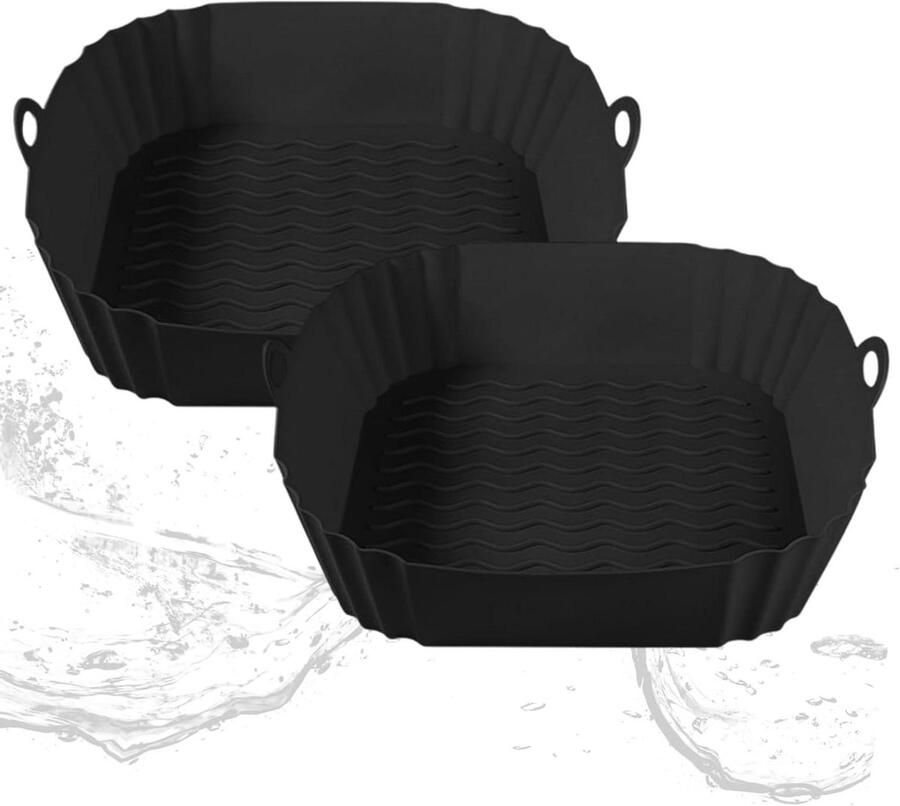 Airfryer Liners Herbruikbare Matten Gemakkelijk Koken Verbeterde Luchtstroom 21 cm Rond Zwart