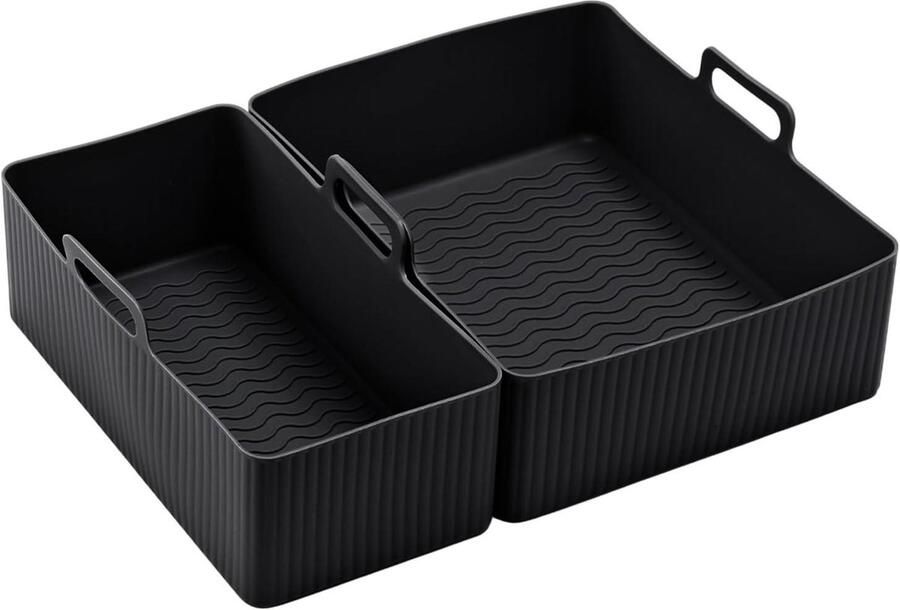 Airfryer Liners Luchtfriteuse Bakjes Gemakkelijk Koken Hittebestendig Siliconen 20 x 18 cm Zwart