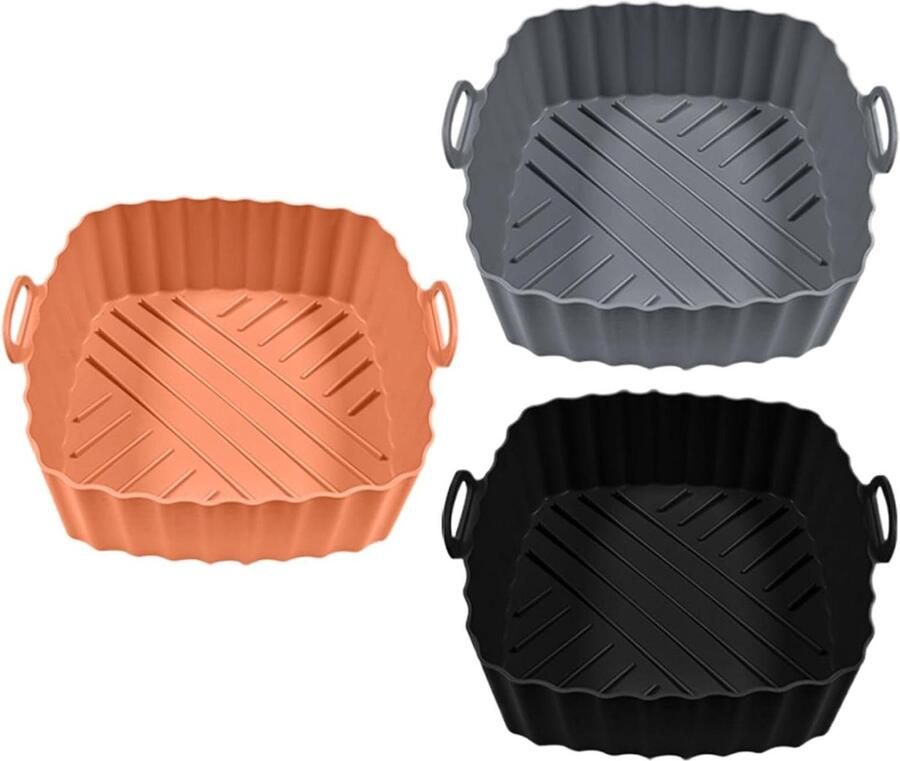 Airfryer Liners Siliconen Bakvorm Keuken Maaltijden Herbruikbaar Anti-aanbak 3 Stuks Grijs