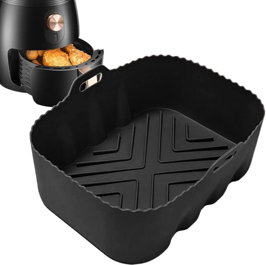 Airfryer Liners Siliconen Bakvormen Hittebestendig Keuken Hulp Antiaanbaklaag 20 x 15 cm Zwart
