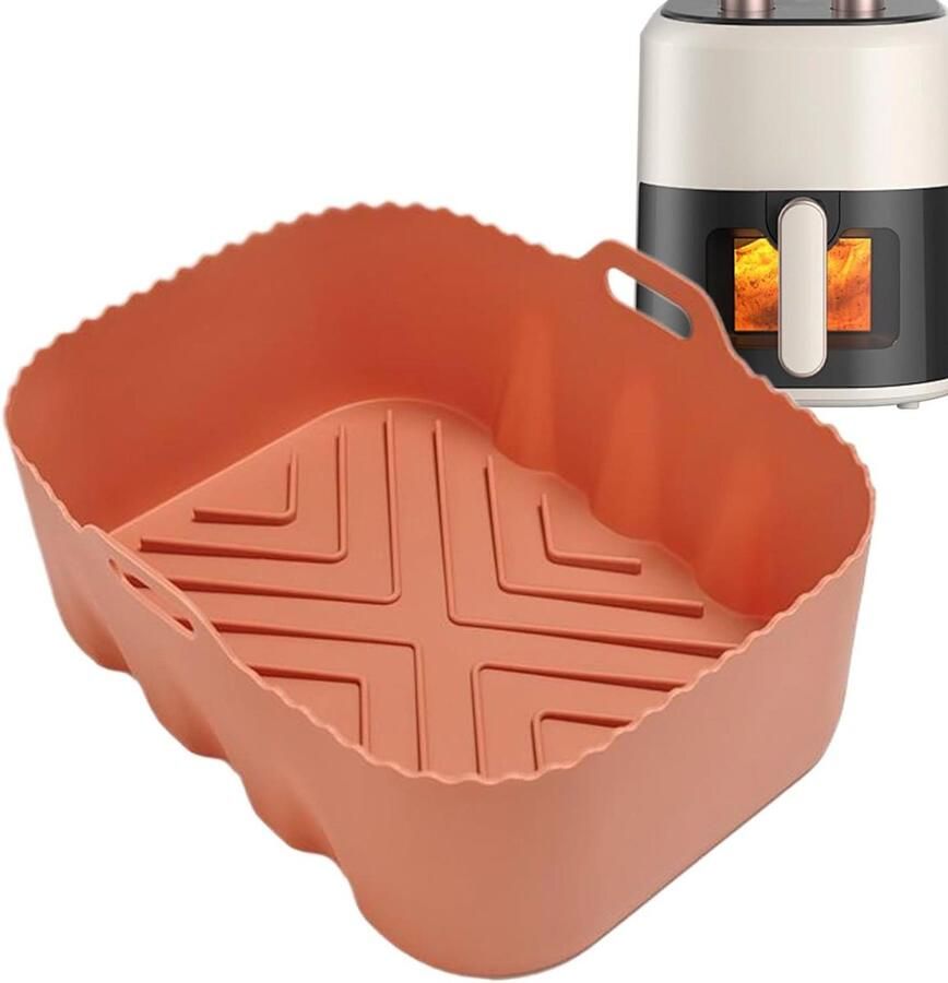 Airfryer Liners Siliconen Oven Tray Bakvorm Hygiënisch Koken Hittebestendig Ontwerp 20x15x67cm Oranje