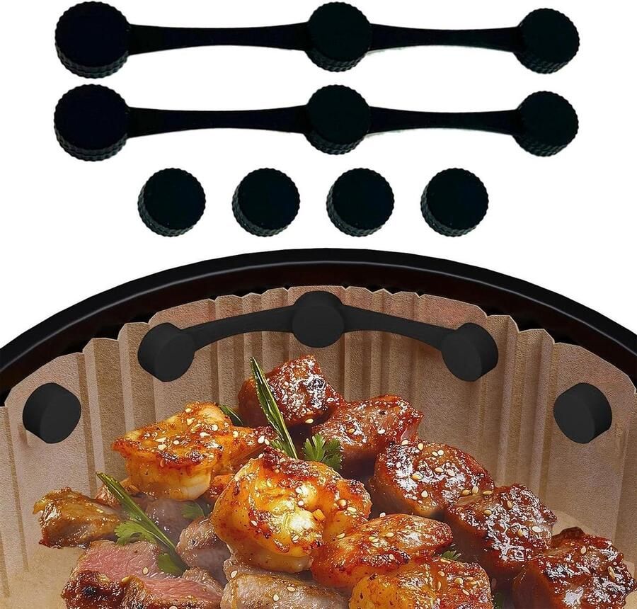 Airfryer Magneet Clips Liner Houder Veilig Koken Voorkomt Vlieg Explosies 2 Stuks Zwart