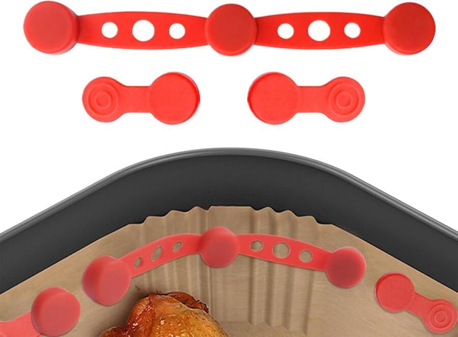 Airfryer Magneet Gesp Liner Houder Veilig Koken Hittebestendig Siliconen 13 cm Rood