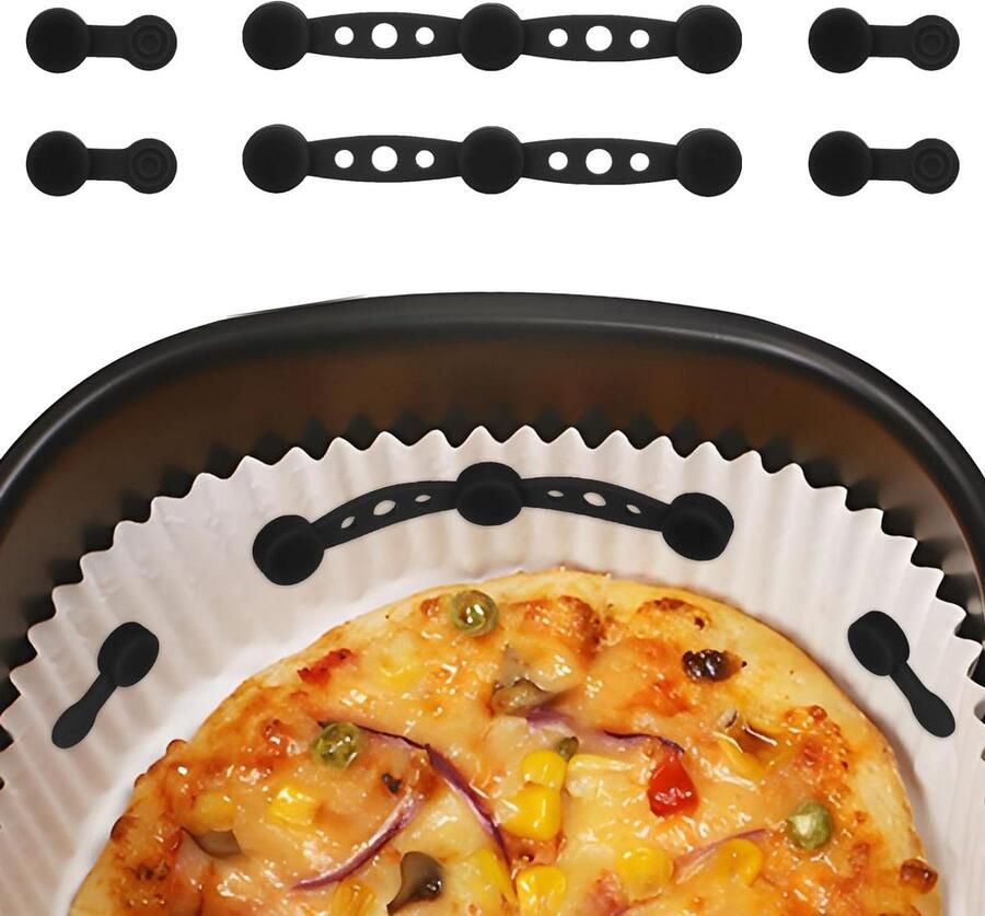 Airfryer Magneet Gespen Airfryer Accessoires Papier Fixeren Hittebestendig Siliconen 2 Sets Zwart