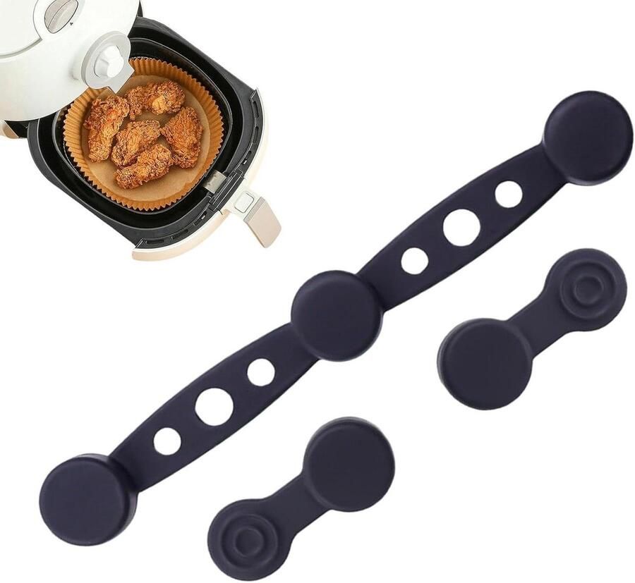 Airfryer Magneet Siliconen Houder Veilig Bakken Hittebestendig Materiaal 10x20x10mm Zwart