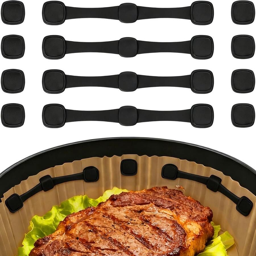 Airfryer Magneet voor Bakpapier 12 Stuks Magneten voor Airfryer Bakpapier Bevestiging Siliconen Magneet BPA-vrij Air Fryer Magnetische Accessoires geschikt voor Philips Ninja (Zwart)